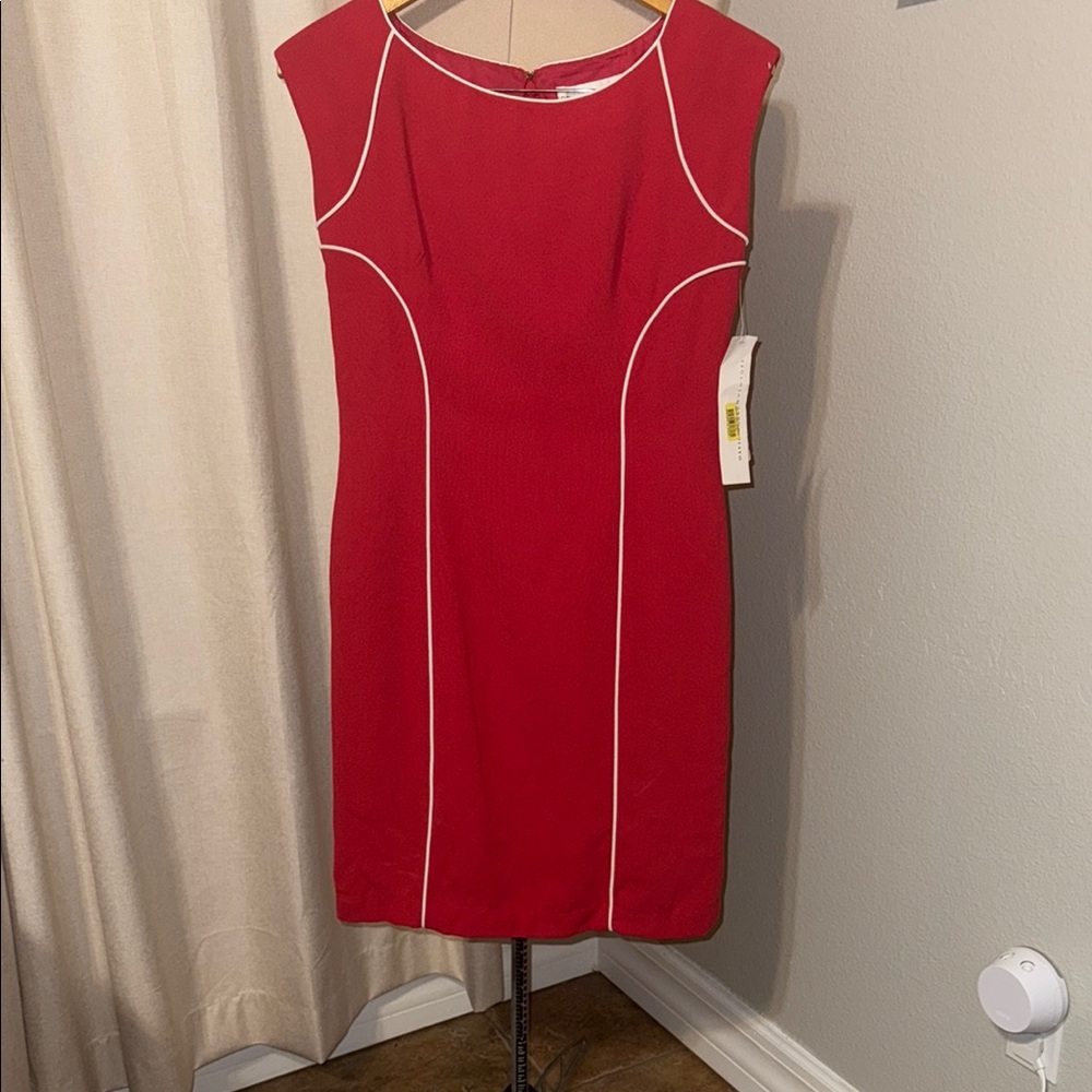 Elegant Red Dress with White Accents